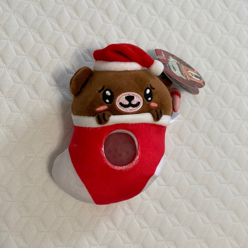 Beadie Buddies Christmas Edition Winston the Bear Squeezy Water Bead Plush, NWT